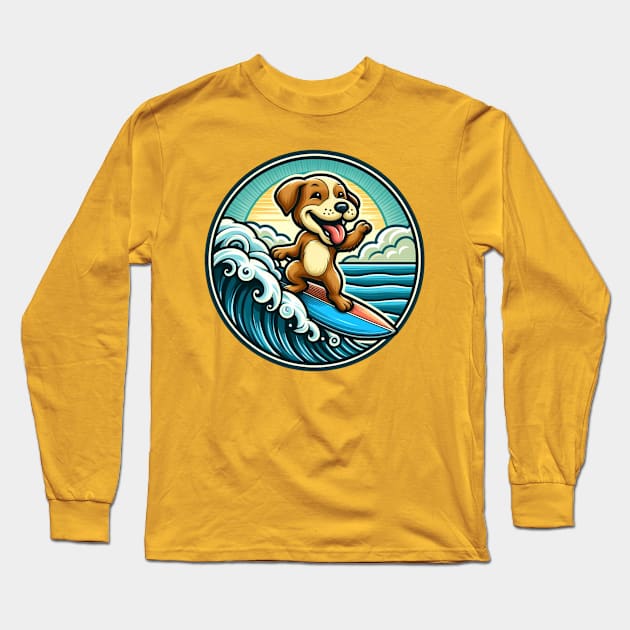 Surfer dog Long Sleeve T-Shirt by The Artful Barker